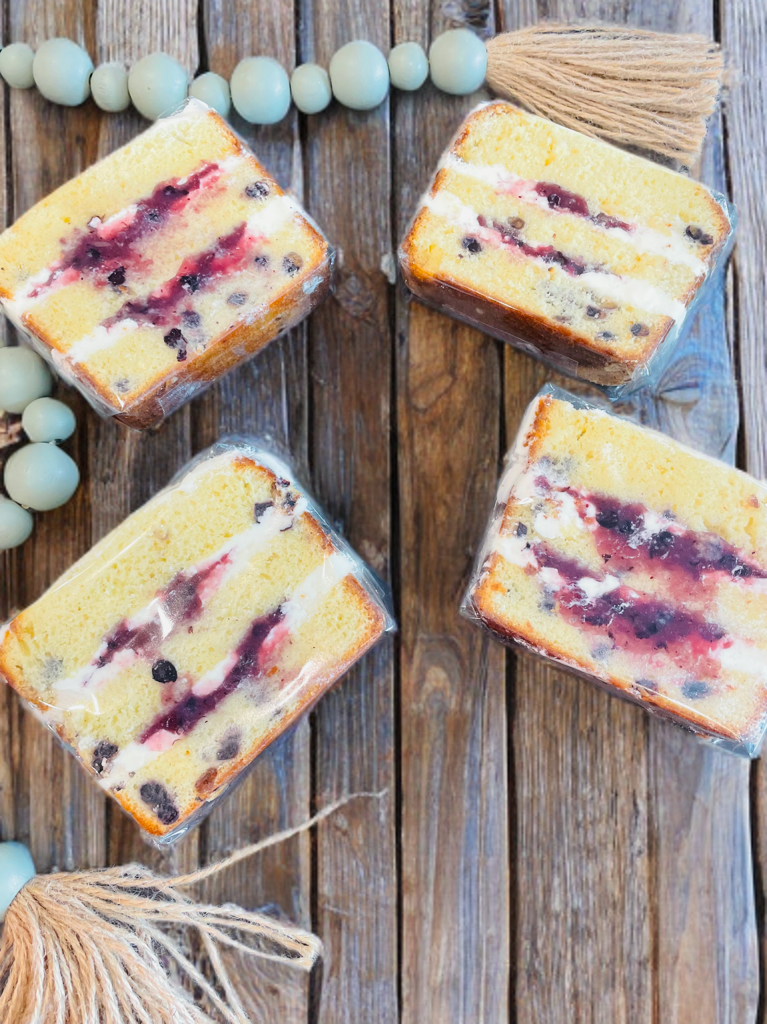 Lemon Blueberry Cake Slice