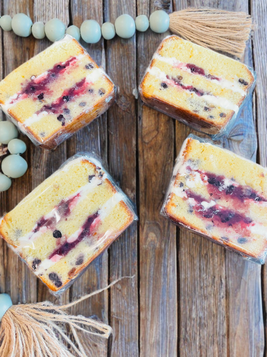 Lemon Blueberry Cake Slice